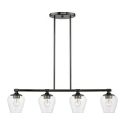 Willow 4-Light Linear Chandelier in Black Chrome
