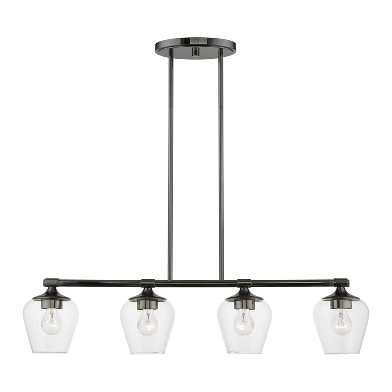 Willow 4-Light Linear Chandelier in Black Chrome