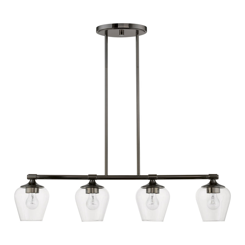 Willow 4-Light Linear Chandelier in Black Chrome
