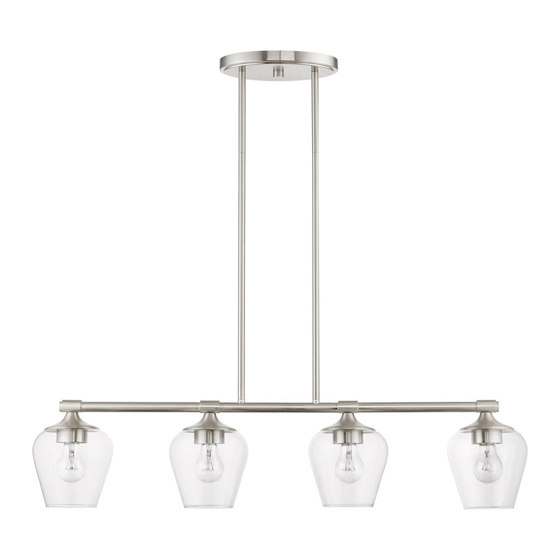 Willow 4-Light Linear Chandelier in Brushed Nickel