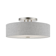 Dakota 4-Light Semi-Flush Mount in Brushed Nickel with Shiny White Accents