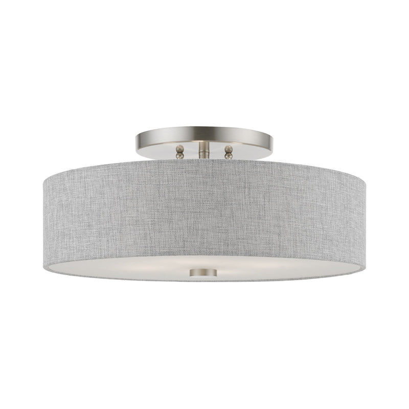 Dakota 4-Light Semi-Flush Mount in Brushed Nickel with Shiny White Accents