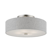 Dakota 4-Light Semi-Flush Mount in Brushed Nickel with Shiny White Accents