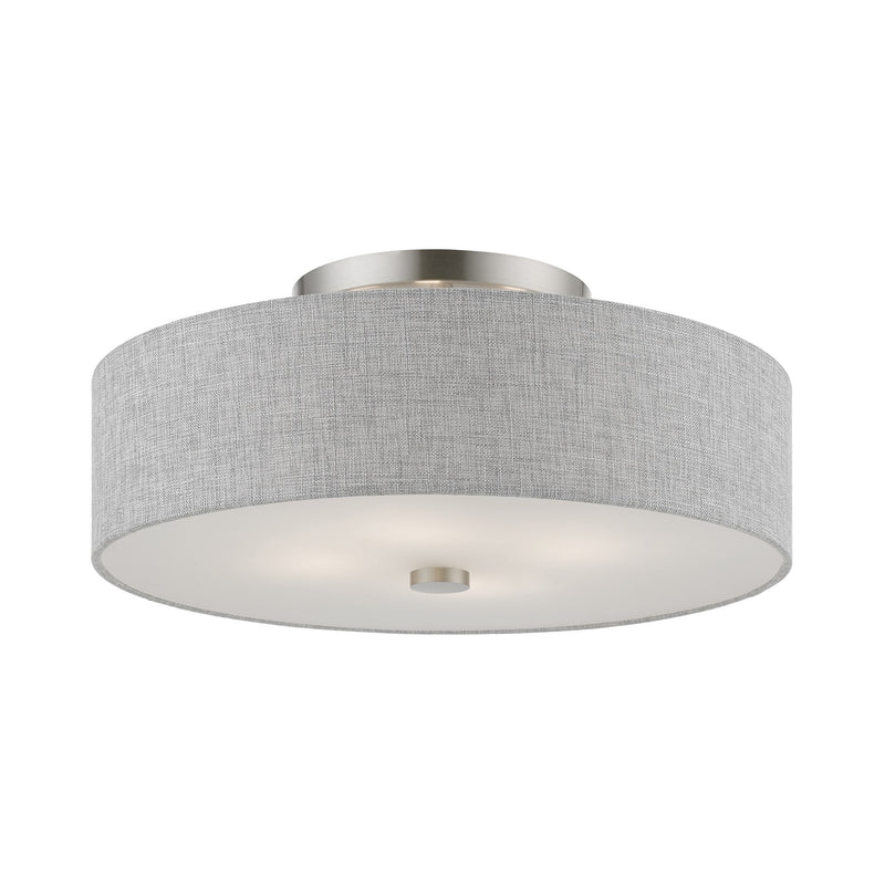 Dakota 4-Light Semi-Flush Mount in Brushed Nickel with Shiny White Accents