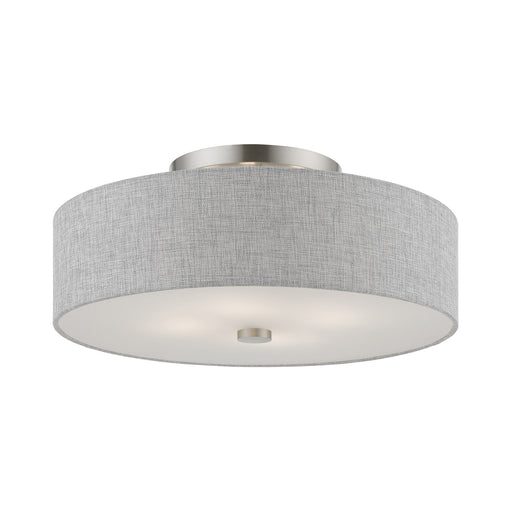 Dakota 4-Light Semi-Flush Mount in Brushed Nickel with Shiny White Accents