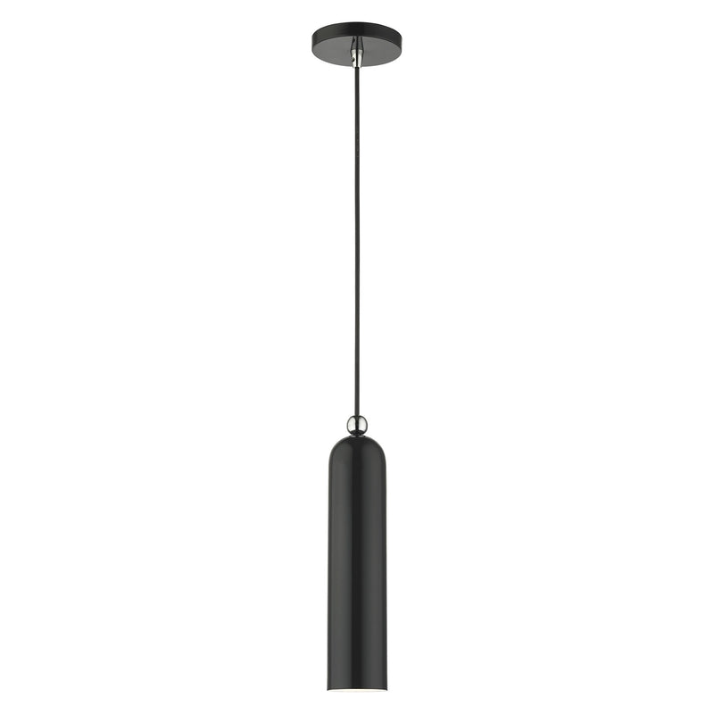 Ardmore Pendant in Shiny Black with Polished Chrome Accents