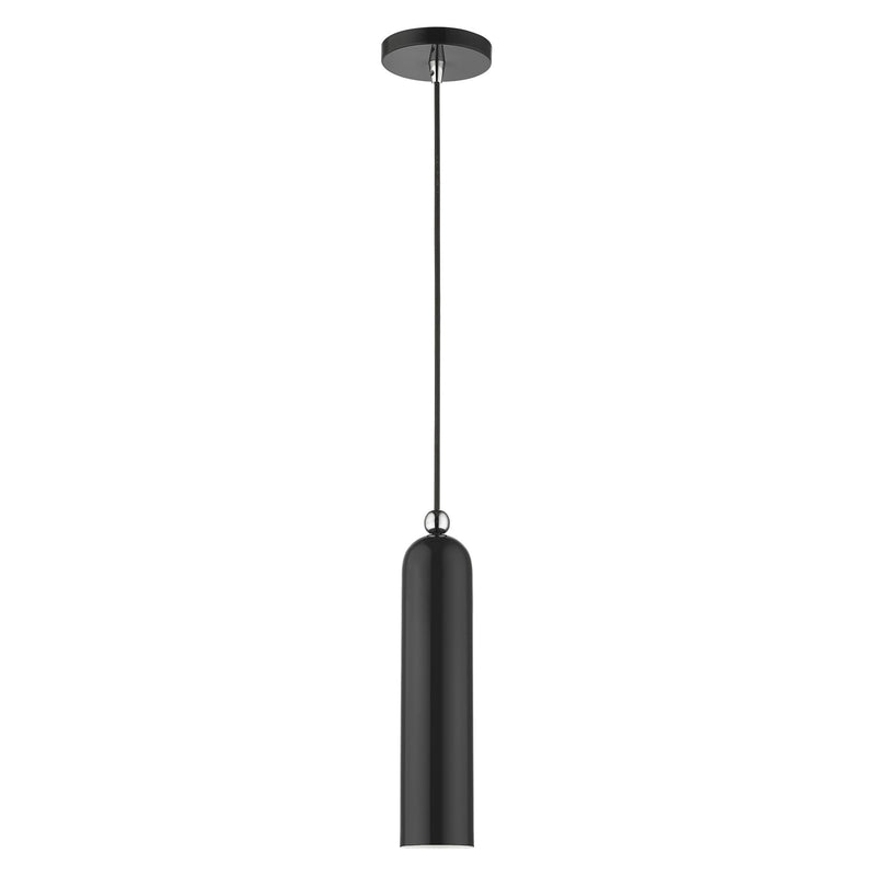 Ardmore Pendant in Shiny Black with Polished Chrome Accents