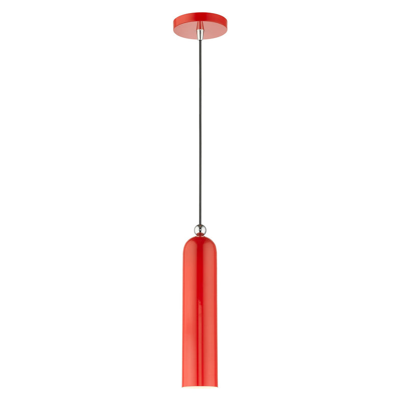 Ardmore Pendant in Shiny Red with Polished Chrome Accents