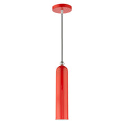 Ardmore Pendant in Shiny Red with Polished Chrome Accents