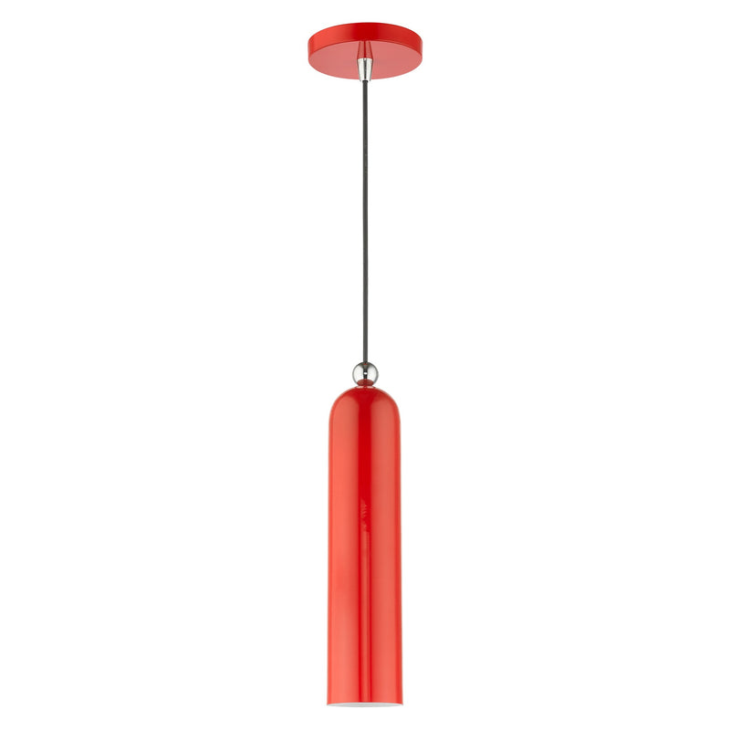 Ardmore Pendant in Shiny Red with Polished Chrome Accents