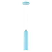 Ardmore Pendant in Shiny Baby Blue with Polished Chrome Accents