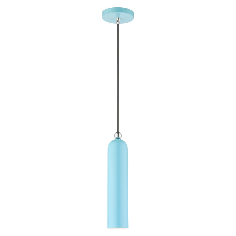 Ardmore Pendant in Shiny Baby Blue with Polished Chrome Accents