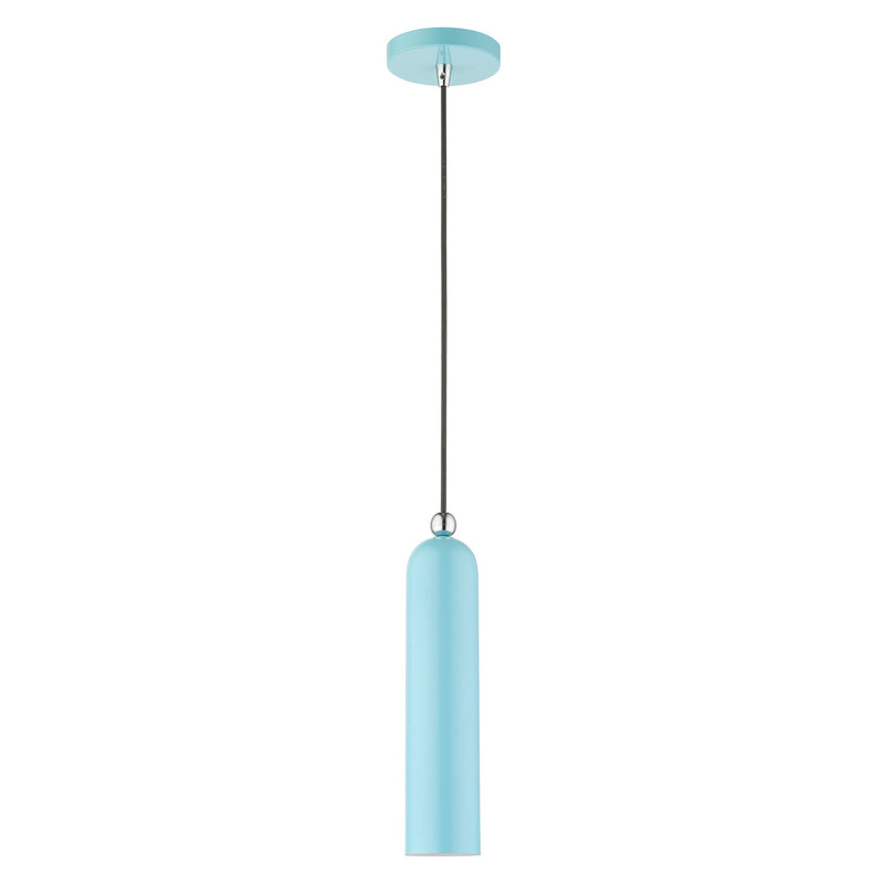 Ardmore Pendant in Shiny Baby Blue with Polished Chrome Accents