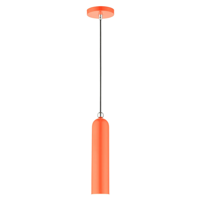 Ardmore Pendant in Shiny Orange with Polished Chrome Accents