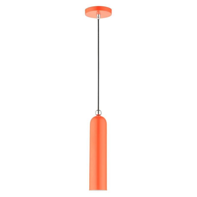 Ardmore Pendant in Shiny Orange with Polished Chrome Accents