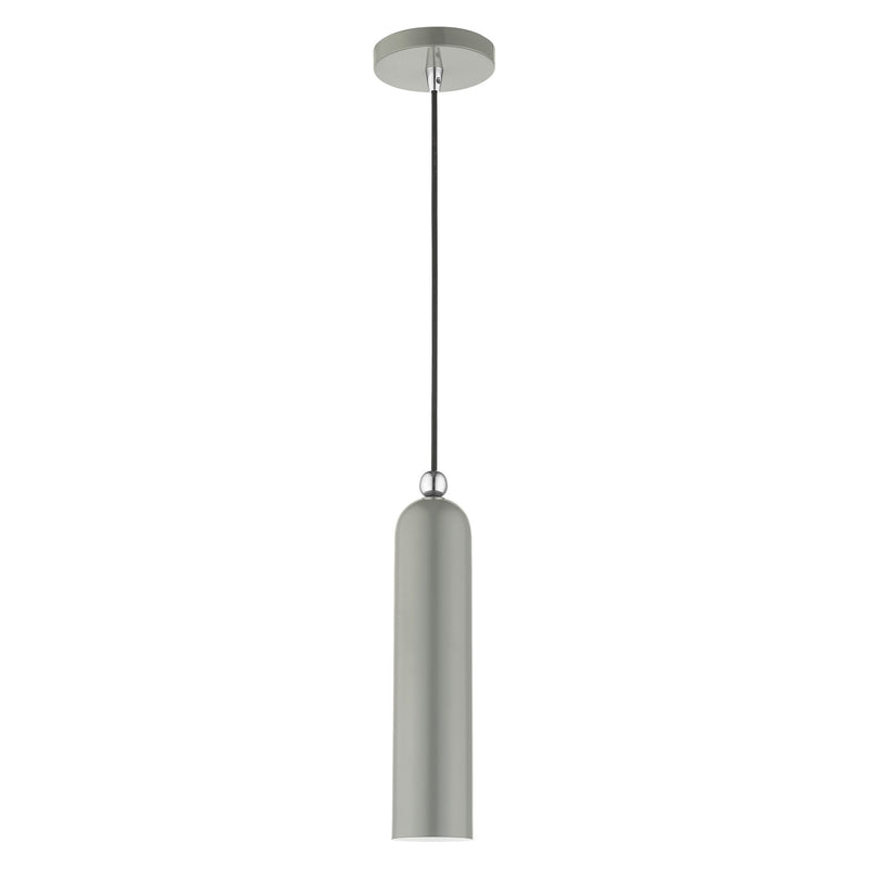 Ardmore Pendant in Shiny Light Gray with Polished Chrome Accents