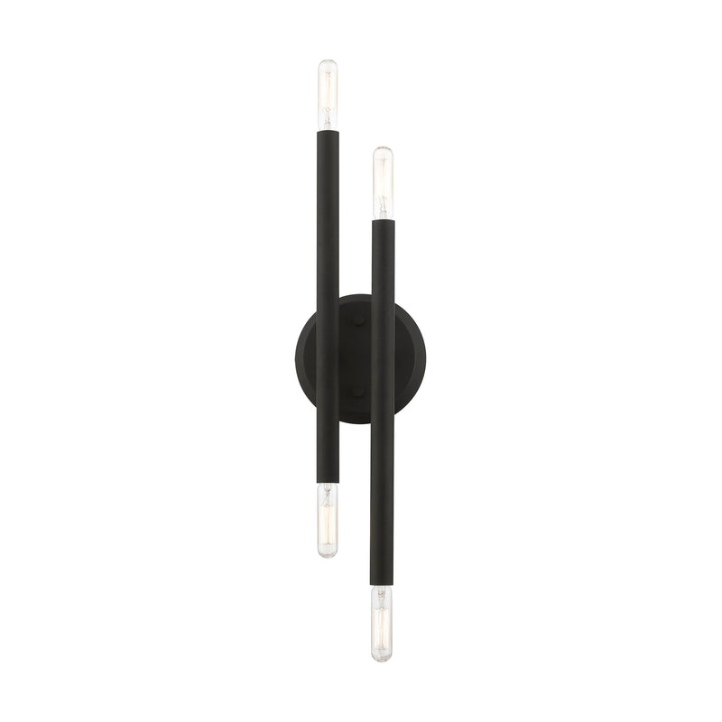 Soho 4-Light 17" ADA Wall Sconce in Black with Brushed Nickel Accents