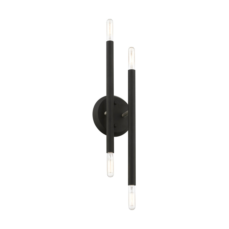 Soho 4-Light 17" ADA Wall Sconce in Black with Brushed Nickel Accents