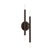 Soho 4-Light 17" ADA Wall Sconce in Bronze with Antique Brass Accents