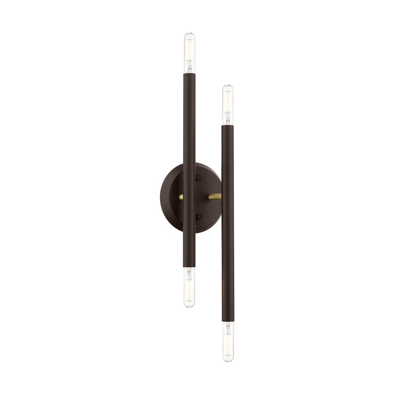 Soho 4-Light 17" ADA Wall Sconce in Bronze with Antique Brass Accents