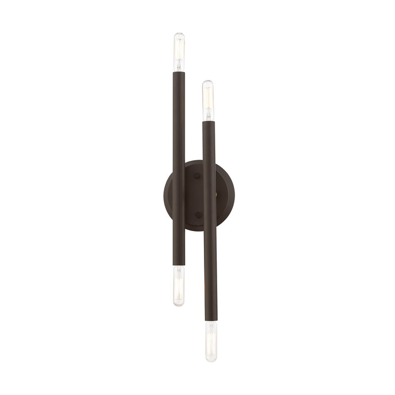 Soho 4-Light 17" ADA Wall Sconce in Bronze with Antique Brass Accents
