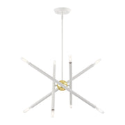 Soho 8-Light 19.5" Chandelier in White with Polished Brass Accents
