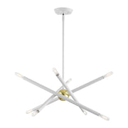 Soho 8-Light 19.5" Chandelier in White with Polished Brass Accents