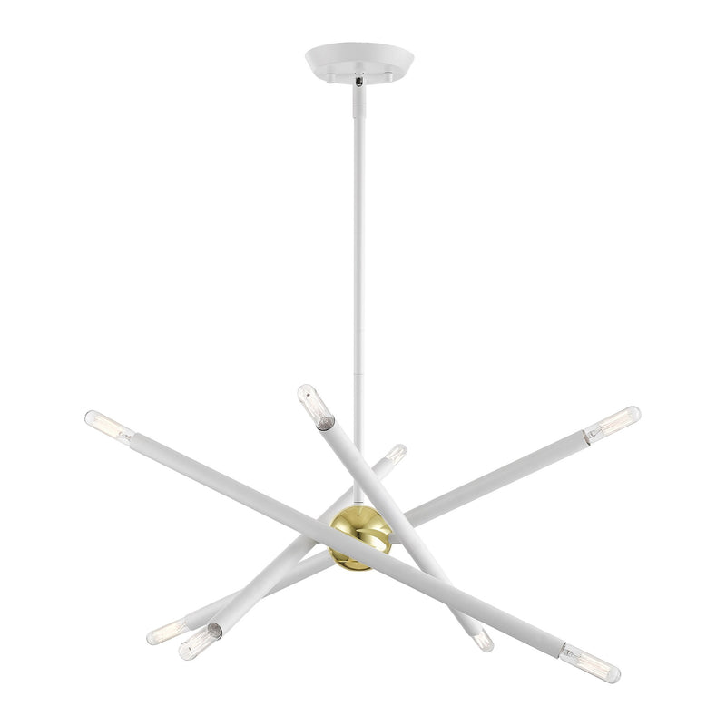 Soho 8-Light 19.5" Chandelier in White with Polished Brass Accents