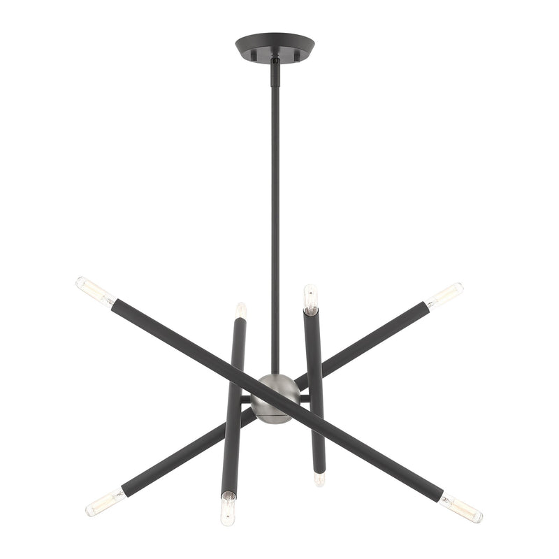 Soho 8-Light 19.5" Chandelier in Scandinavian Gray with Brushed Nickel Accents