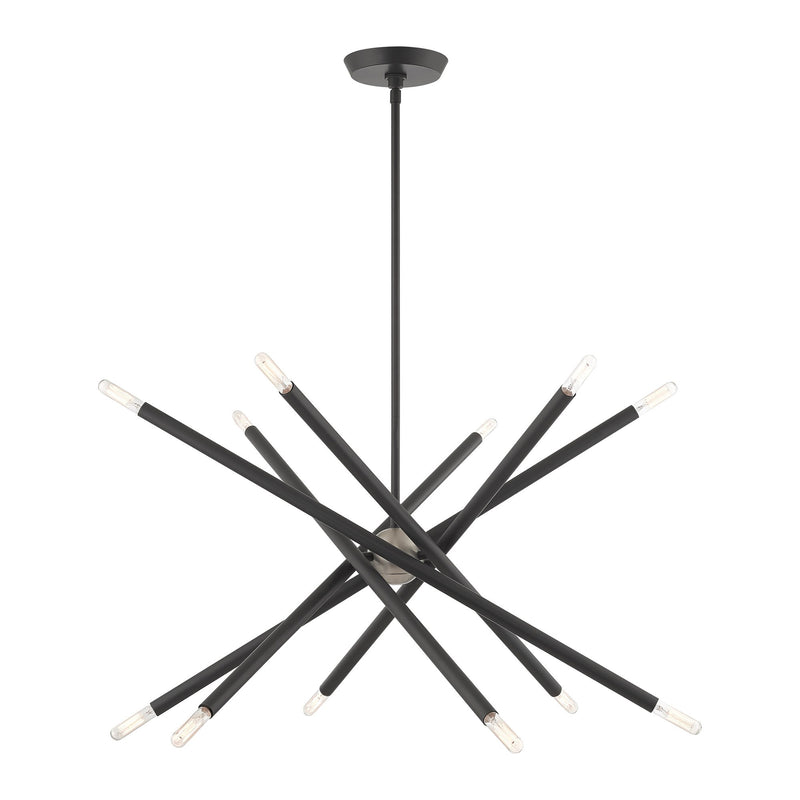 Soho 12-Light 27.5" Chandelier in Scandinavian Gray with Brushed Nickel Accents