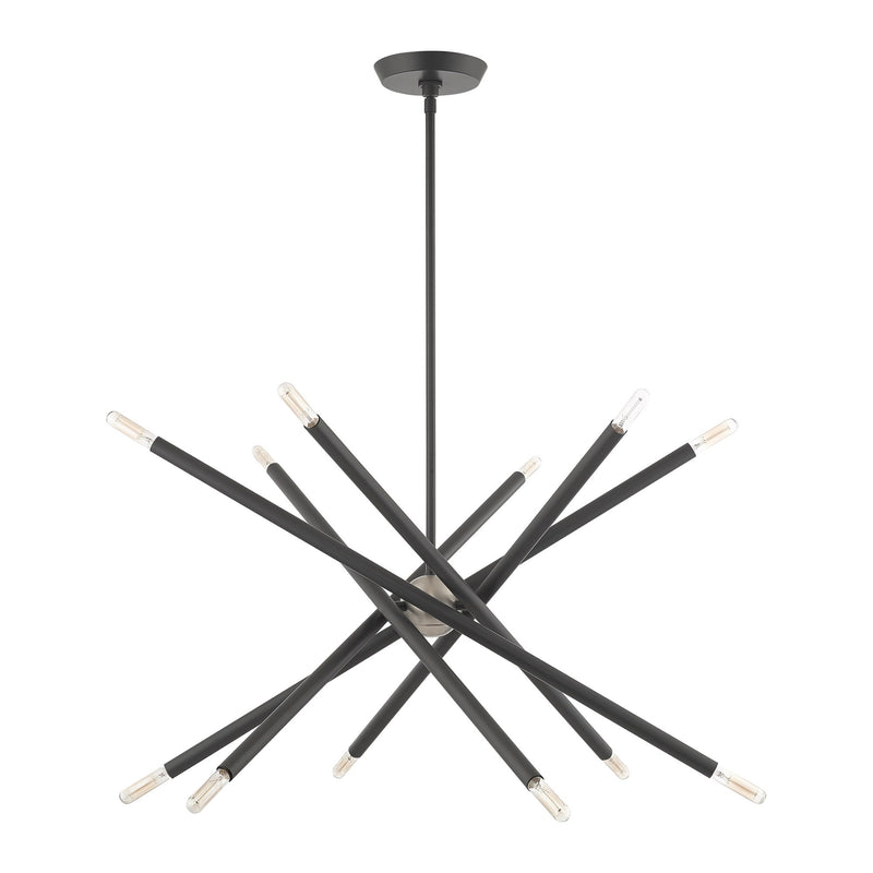 Soho 12-Light 27.5" Chandelier in Scandinavian Gray with Brushed Nickel Accents