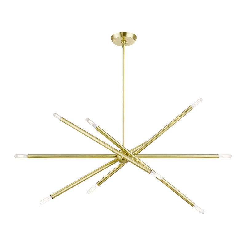Soho 10-Light Linear Chandelier in Satin Brass