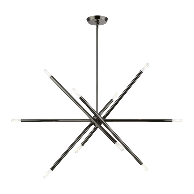 Soho 10-Light Linear Chandelier in Black Chrome