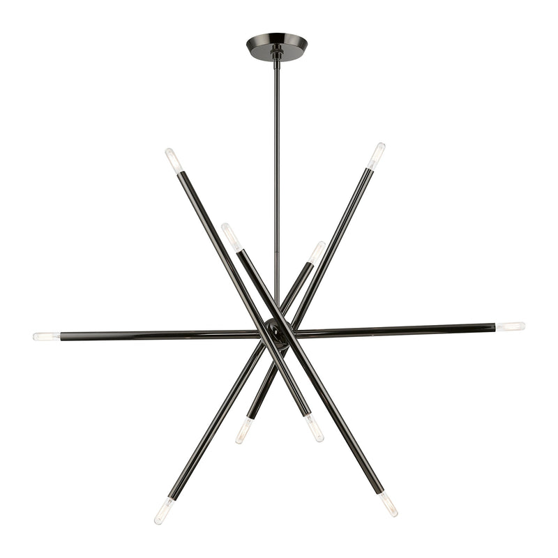 Soho 10-Light Linear Chandelier in Black Chrome
