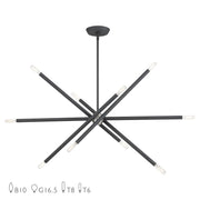 Soho 10-Light Linear Chandelier in Scandinavian Gray with Brushed Nickel Accents