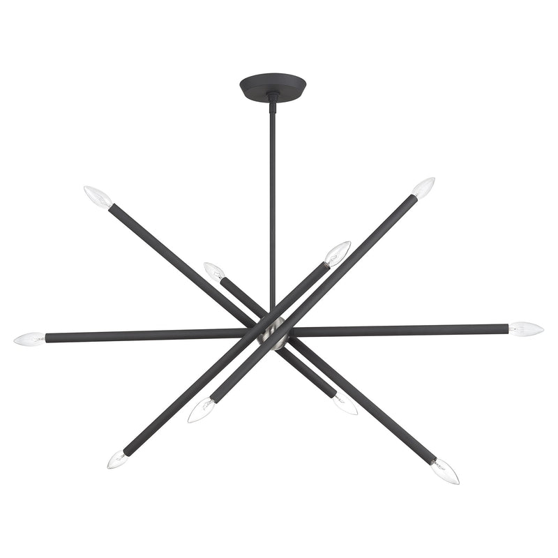 Soho 10-Light Linear Chandelier in Scandinavian Gray with Brushed Nickel Accents