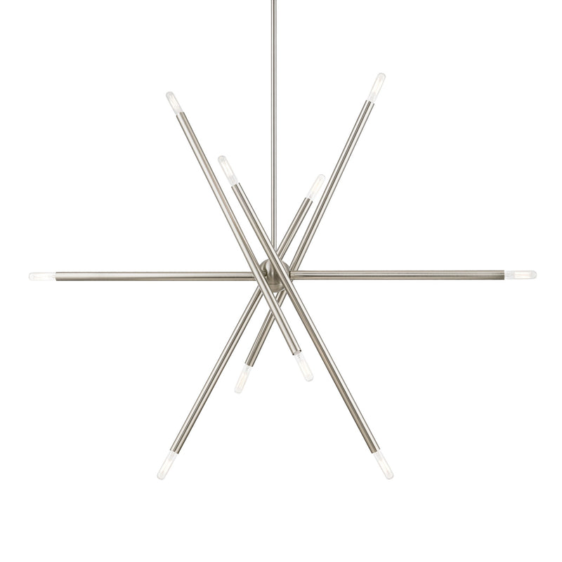 Soho 10-Light Linear Chandelier in Brushed Nickel