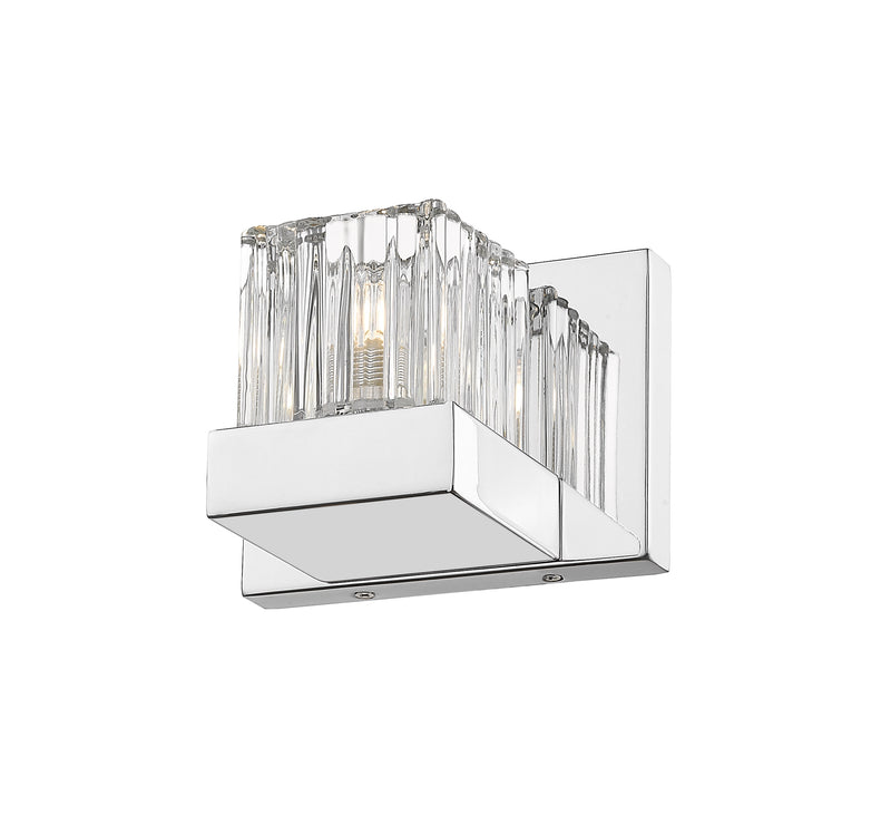Fallon 1 Light 6" Wall Sconce in Clear Ribbed + Frosted