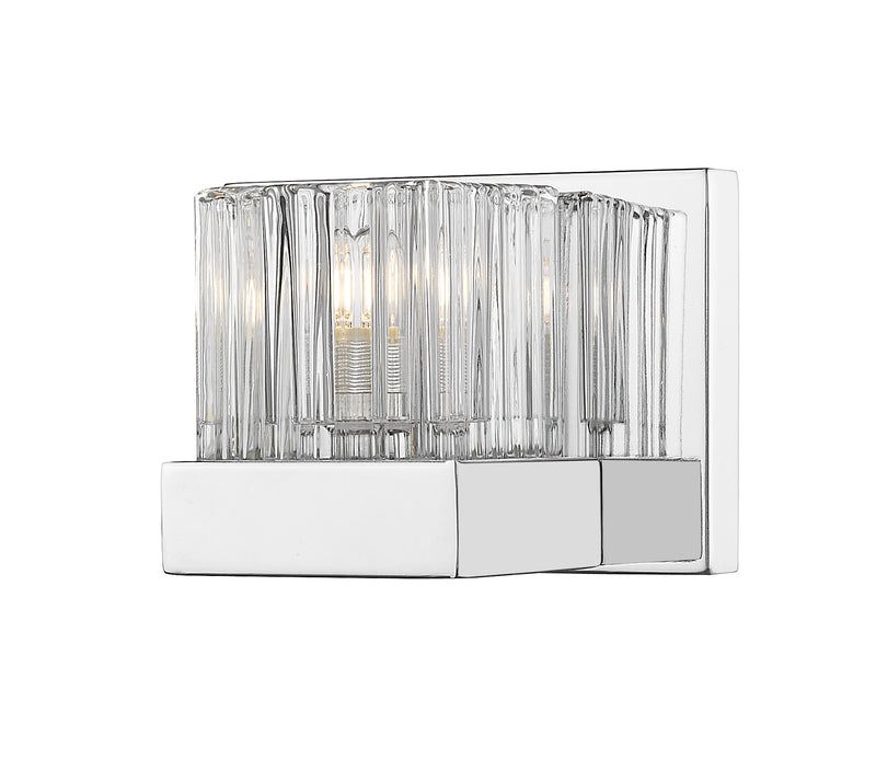 Fallon 1 Light 6" Wall Sconce in Clear Ribbed + Frosted