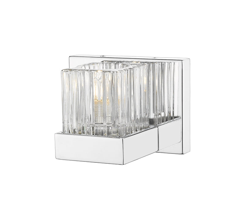 Fallon 1 Light 6" Wall Sconce in Clear Ribbed + Frosted
