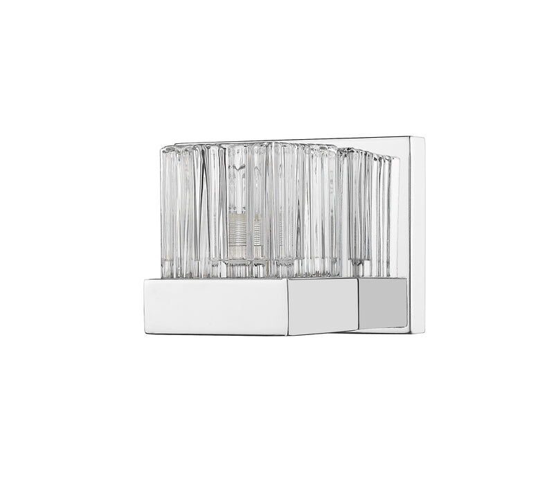 Fallon 1 Light 6" Wall Sconce in Clear Ribbed + Frosted