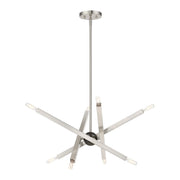 Monaco 8-Light 23" Chandelier in Brushed Nickel with Black Chrome Finish Accents