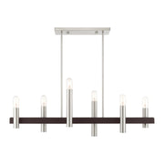 Helsinki 6-Light Linear Chandelier in Brushed Nickel with Bronze Accents