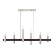 Helsinki 6-Light Linear Chandelier in Brushed Nickel with Bronze Accents