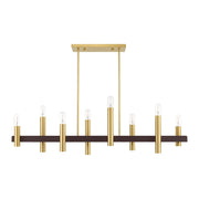 Helsinki 8-Light Linear Chandelier in Satin Brass with Bronze Accents