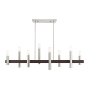 Helsinki 8-Light Linear Chandelier in Brushed Nickel with Bronze Accents