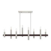 Helsinki 8-Light Linear Chandelier in Brushed Nickel with Bronze Accents