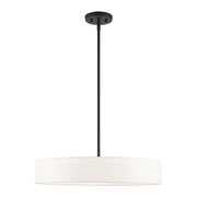 Venlo 4-Light Drum Pendant with Off-White Shade in Black with Brushed Nickel Accents