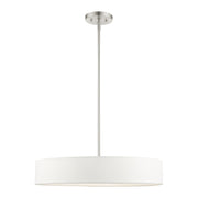 Venlo 4-Light Drum Pendant with Off-White Shade in Brushed Nickel