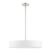 Venlo 4-Light Drum Pendant with Off-White Shade in Brushed Nickel